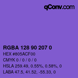 Farbcode: RGBA 128 90 207 0 | qconv.com