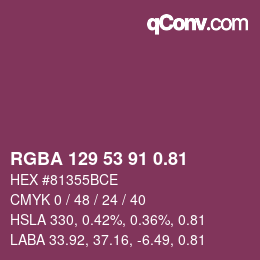Código de color: RGBA 129 53 91 0.81 | qconv.com