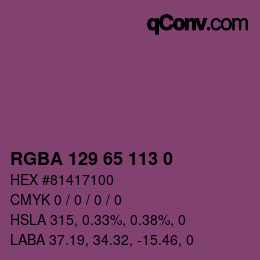 Farbcode: RGBA 129 65 113 0 | qconv.com