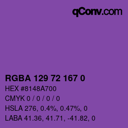 Farbcode: RGBA 129 72 167 0 | qconv.com