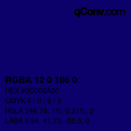 Farbcode: RGBA 12 0 106 0 | qconv.com
