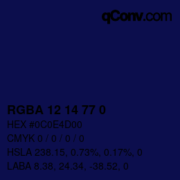 Color code: RGBA 12 14 77 0 | qconv.com