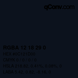 Code couleur: RGBA 12 18 29 0 | qconv.com