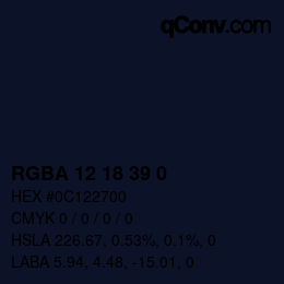 Color code: RGBA 12 18 39 0 | qconv.com