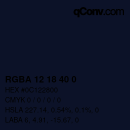 Color code: RGBA 12 18 40 0 | qconv.com