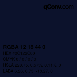 Color code: RGBA 12 18 44 0 | qconv.com