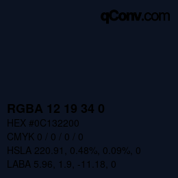 颜色代码: RGBA 12 19 34 0 | qconv.com