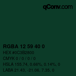 Color code: RGBA 12 59 40 0 | qconv.com