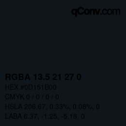 Farbcode: RGBA 13.5 21 27 0 | qconv.com