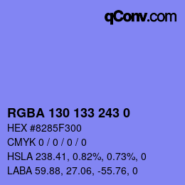 Farbcode: RGBA 130 133 243 0 | qconv.com