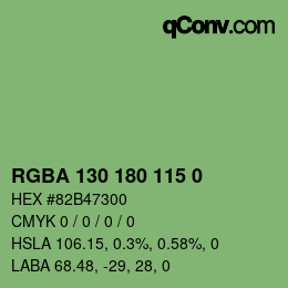 Farbcode: RGBA 130 180 115 0 | qconv.com
