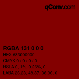Color code: RGBA 131 0 0 0 | qconv.com