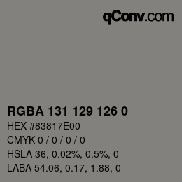 Color code: RGBA 131 129 126 0 | qconv.com