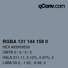 Color code: RGBA 131 144 158 0 | qconv.com