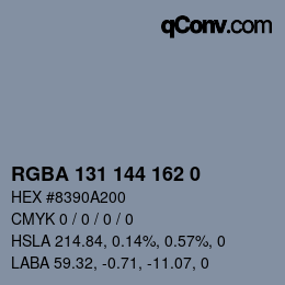 Color code: RGBA 131 144 162 0 | qconv.com