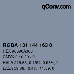 Color code: RGBA 131 144 163 0 | qconv.com