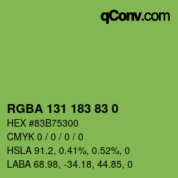 Farbcode: RGBA 131 183 83 0 | qconv.com