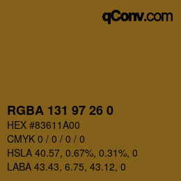 Farbcode: RGBA 131 97 26 0 | qconv.com