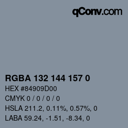 Color code: RGBA 132 144 157 0 | qconv.com