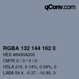 Color code: RGBA 132 144 162 0 | qconv.com