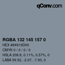 Color code: RGBA 132 145 157 0 | qconv.com