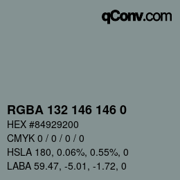 Color code: RGBA 132 146 146 0 | qconv.com