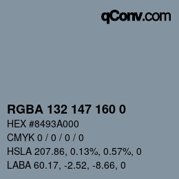 Color code: RGBA 132 147 160 0 | qconv.com