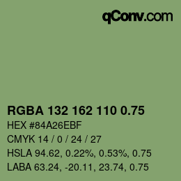 颜色代码: RGBA 132 162 110 0.75 | qconv.com