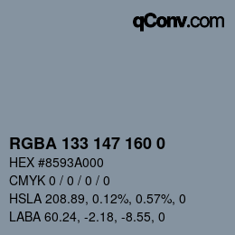 Color code: RGBA 133 147 160 0 | qconv.com