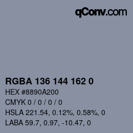 Color code: RGBA 136 144 162 0 | qconv.com