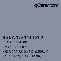 Color code: RGBA 136 144 163 0 | qconv.com