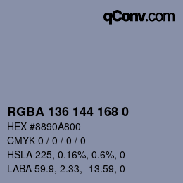 Color code: RGBA 136 144 168 0 | qconv.com