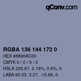 Color code: RGBA 136 144 172 0 | qconv.com