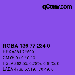 Farbcode: RGBA 136 77 234 0 | qconv.com