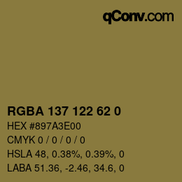 Farbcode: RGBA 137 122 62 0 | qconv.com