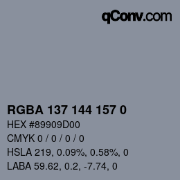 Color code: RGBA 137 144 157 0 | qconv.com