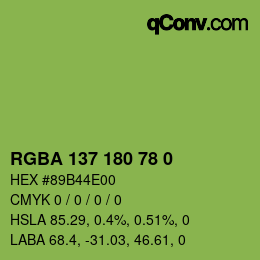 Farbcode: RGBA 137 180 78 0 | qconv.com