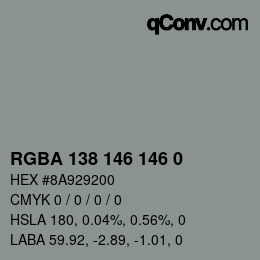 Color code: RGBA 138 146 146 0 | qconv.com