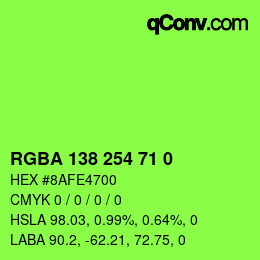 Code couleur: RGBA 138 254 71 0 | qconv.com