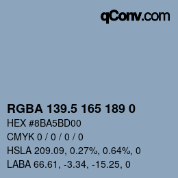 Color code: RGBA 139.5 165 189 0 | qconv.com