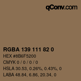 颜色代码: RGBA 139 111 82 0 | qconv.com