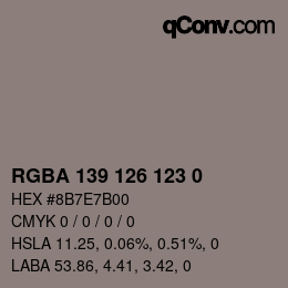 Código de color: RGBA 139 126 123 0 | qconv.com