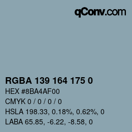 颜色代码: RGBA 139 164 175 0 | qconv.com