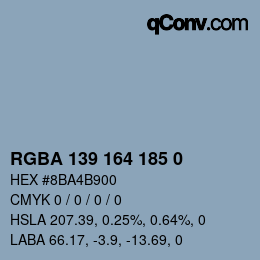 Color code: RGBA 139 164 185 0 | qconv.com