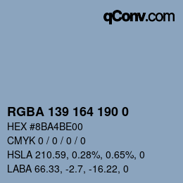 颜色代码: RGBA 139 164 190 0 | qconv.com