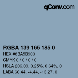 Color code: RGBA 139 165 185 0 | qconv.com