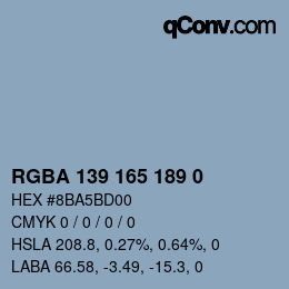 Color code: RGBA 139 165 189 0 | qconv.com
