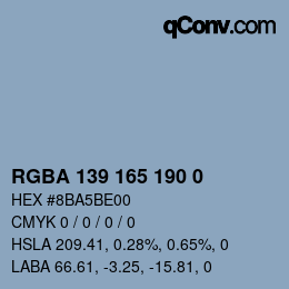 Color code: RGBA 139 165 190 0 | qconv.com