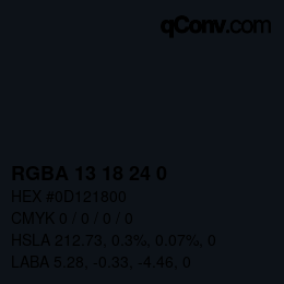 Color code: RGBA 13 18 24 0 | qconv.com