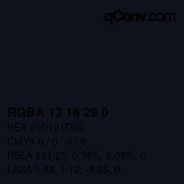 Color code: RGBA 13 18 29 0 | qconv.com